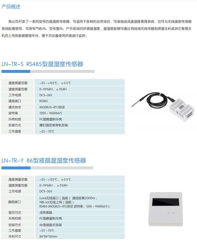 环境温湿度监控产品
