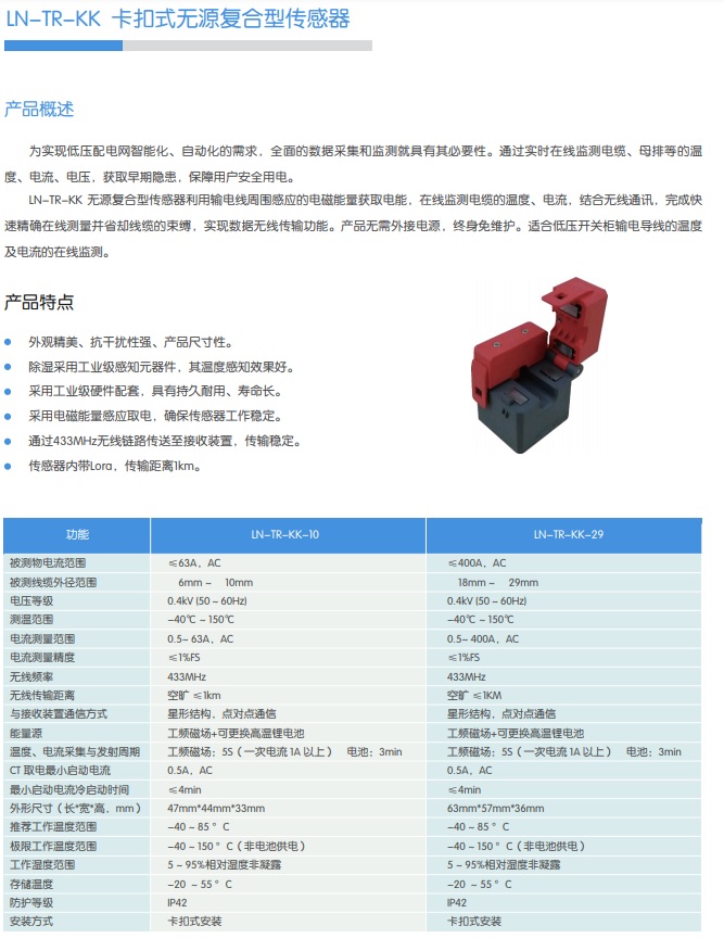LN-TR-KK 卡扣式无源复合型传感器